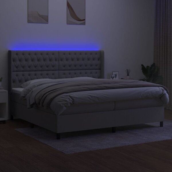 VidaXL Κρεβάτι Boxspring με Στρώμα & LED Αν.Γκρι 200x200εκ. Υφασμάτινο