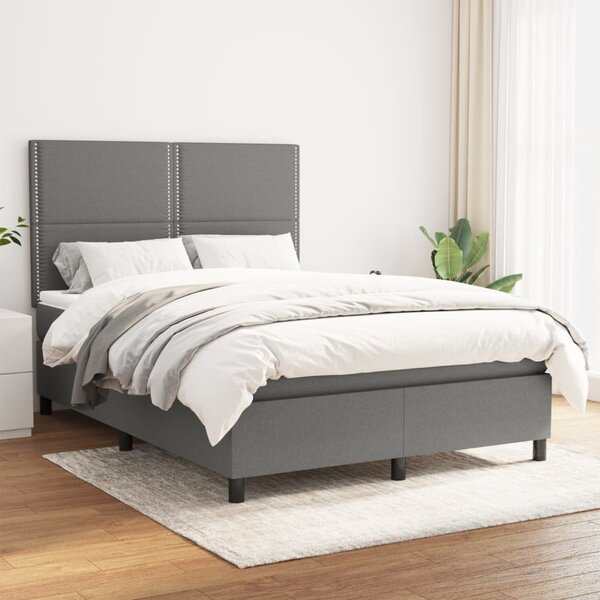 VidaXL Κρεβάτι Boxspring με Στρώμα Σκούρο Γκρι 140x200 εκ Υφασμάτινο