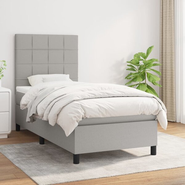 VidaXL Κρεβάτι Boxspring με Στρώμα Ανοιχτό Γκρι 80x200 εκ. Υφασμάτινο