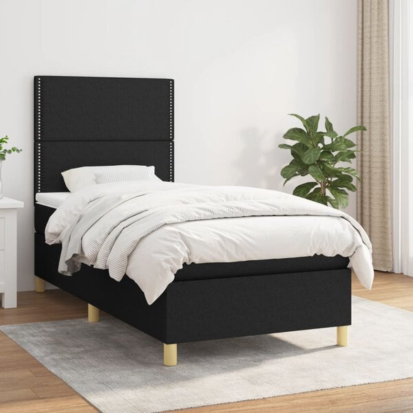 VidaXL Κρεβάτι Boxspring με Στρώμα Μαύρο 80 x 200 εκ. Υφασμάτινο