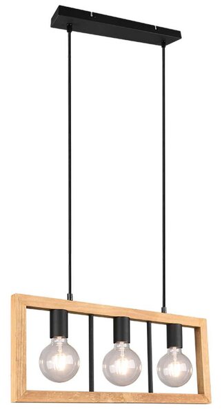 Φωτιστικό Οροφής - Ράγα Agra 313800332 3xE27 10W 60x8,5x150cm Natural-Black Trio Lighting