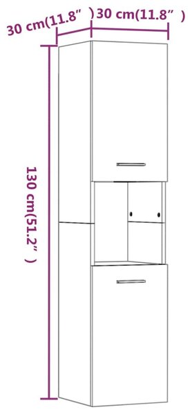 Ντουλάπι Μπάνιου Καφέ Δρυς 30x30x130 εκ. Επεξεργασμένο Ξύλο - Καφέ