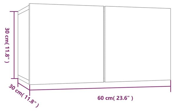 Έπιπλα Τηλεόρασης Κρεμαστά Γκρι 60x30x30 εκ. Επεξ. Ξύλο - Γκρι