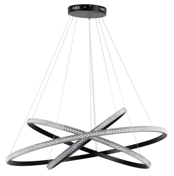 Φωτιστικό Οροφής Diamond Trio 61140-Deco Led 150W Φ60+80+100cm Black GloboStar