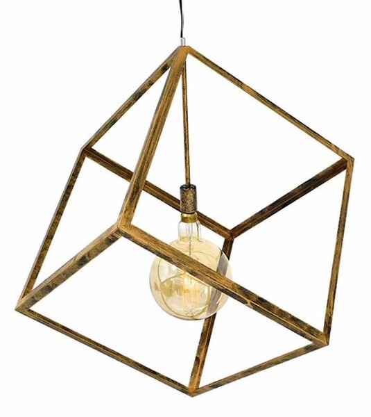 Φωτιστικό Οροφής Cube 01674 1xΕ27 Με Πλέγμα 70x70x87cm Bronze GloboStar