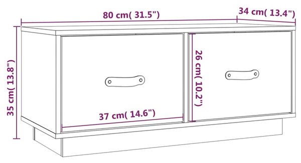 Έπιπλο Τηλεόρασης Γκρι 80x34x35 εκ. από Μασίφ Ξύλο Πεύκου - Γκρι