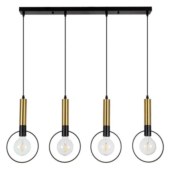 Φωτιστικό Οροφής Olvero 00775 4xΕ27 Με Πλέγμα 90x18x130cm Black-Gold GloboStar