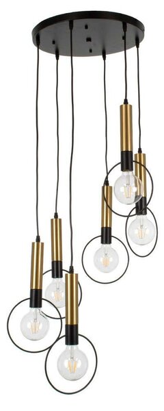 Φωτιστικό Οροφής Olvero 00774 6xΕ27 Με Πλέγμα Φ55x130cm Black-Gold GloboStar