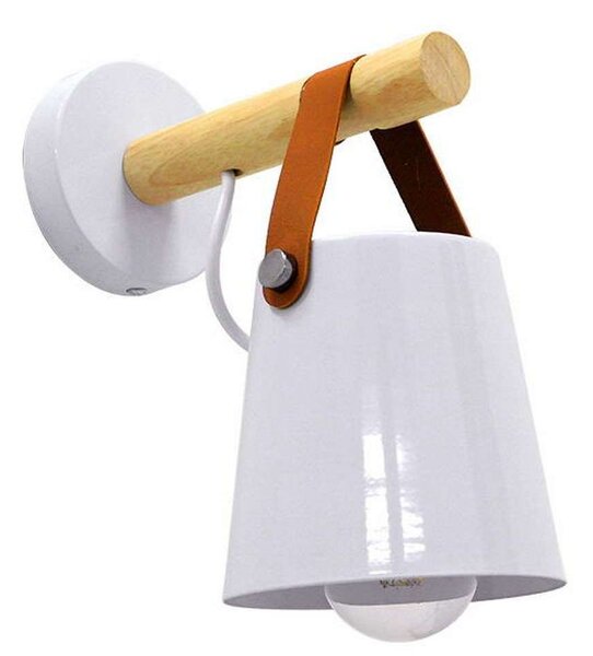 Φωτιστικό Τοίχου - Απλίκα Amy 00946 1xE27 Φ13cm 13x19x14cm White-Brown-Natural GloboStar