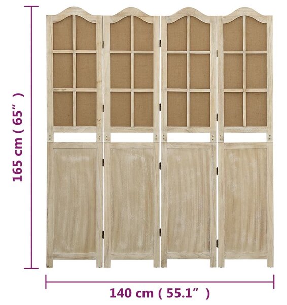 Διαχωριστικό Δωματίου με 4 Πάνελ Καφέ 140x165 εκ. από Ύφασμα - Καφέ