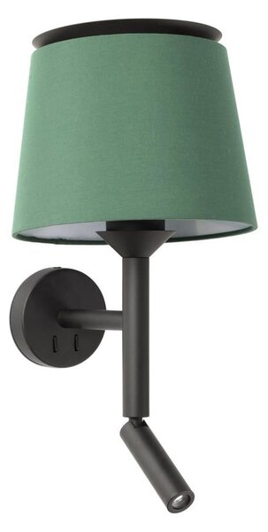 Φωτιστικό Τοίχου - Απλίκα Savoy E27 max 15W Με Reader Led 3000K, 160Lm Black - Green Faro Barcelona