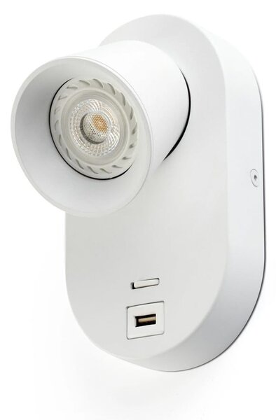 Φωτιστικό Τοίχου Corb GU10 Με Θύρα USB White Faro Barcelona