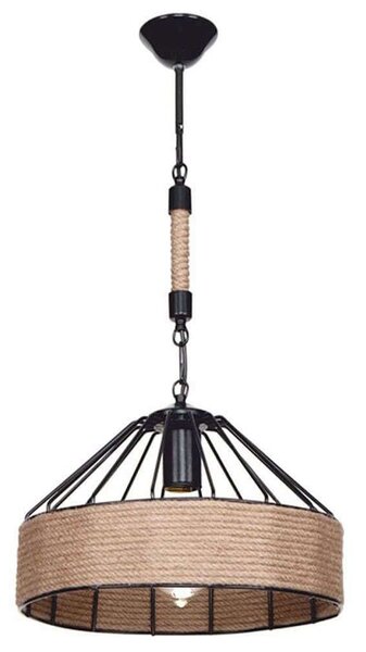 Φωτιστικό Οροφής PWL-0975 Φ33x61cm 1xΕ27 60W Black-Natural