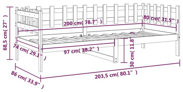 Καναπές Κρεβάτι Καφέ Μελί 80 x 200 εκ. από Μασίφ Ξύλο Πεύκου - Καφέ