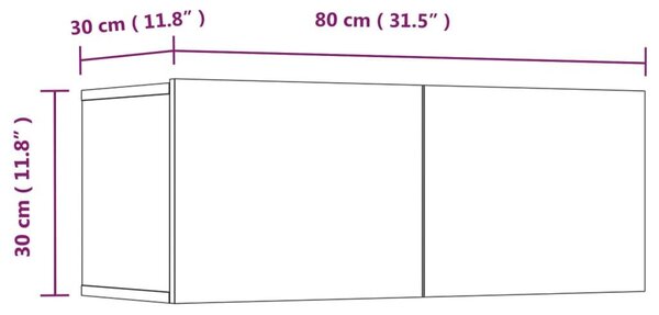 Έπιπλα Τηλεόρασης 4 τεμ. Μαύρα 80x30x30 εκ. Επεξεργασμένο Ξύλο - Μαύρο