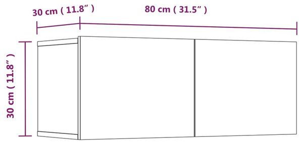 Έπιπλα Τηλεόρασης 4 τεμ. Γκρι Sonoma 80x30x30 εκ. Επεξ. Ξύλο - Γκρι