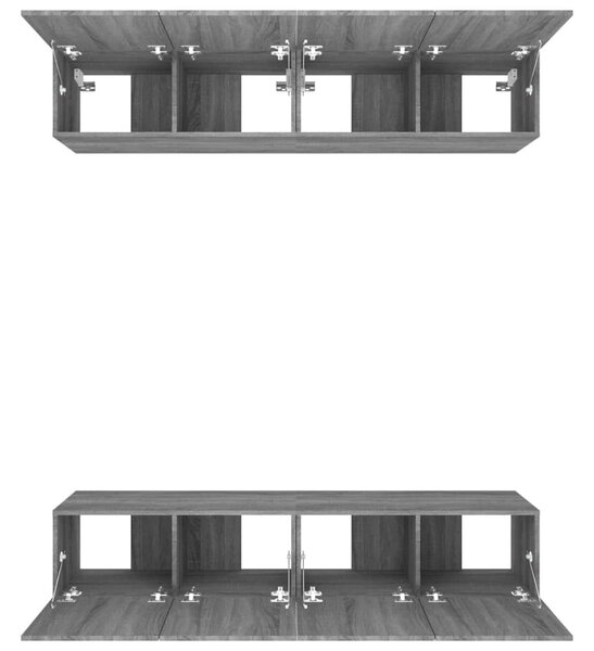 Έπιπλα Τηλεόρασης 4 τεμ. Γκρι Sonoma 80x30x30 εκ. Επεξ. Ξύλο - Γκρι