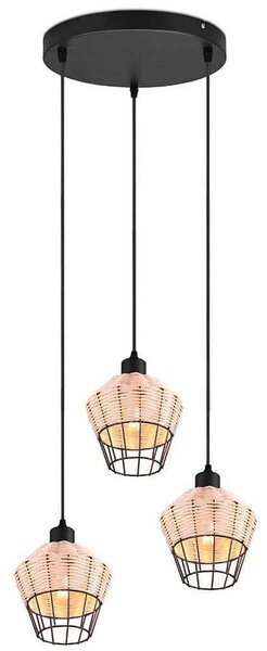 Φωτιστικό Οροφής Borka R31263336 Φ41x150cm 3xE27 40W RL Natural-Black Lighting