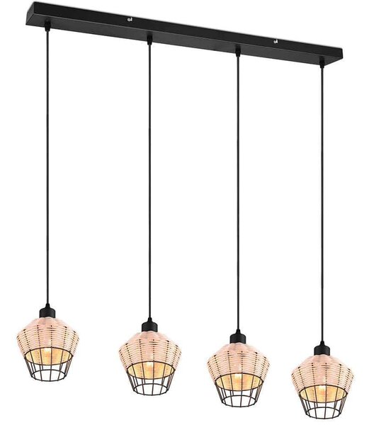 Φωτιστικό Οροφής - Ράγα Borka R31264036 95x17x150cm 4xE27 40W Natural-Black RL Lighting