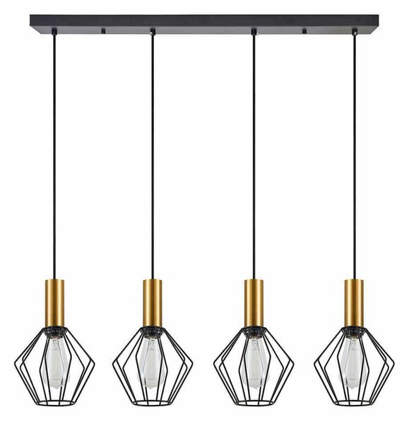 Φωτιστικό Οροφής - Ράγα Adept Tube 77-8623 87x20x300cm 4xE27 60W Black-Gold Homelighting