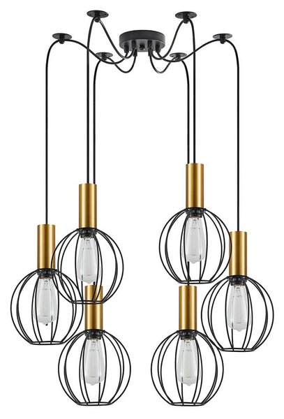 Φωτιστικό Οροφής Adept Tube 77-8625 55x55x300cm 6xE27 60W Black-Gold Homelighting