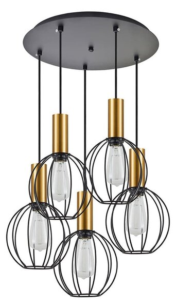 Φωτιστικό Οροφής Adept Tube 77-8629 43x43x300cm 5xE27 60W Black-Gold Homelighting