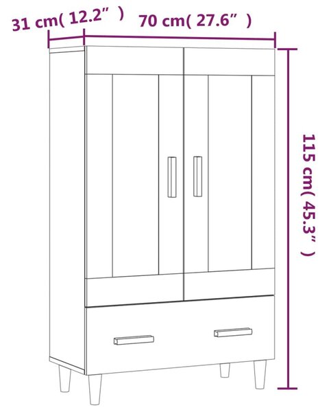 Ντουλάπα Γκρι Sonoma 70 x 31 x 115 εκ. από Επεξεργασμένο Ξύλο - Γκρι