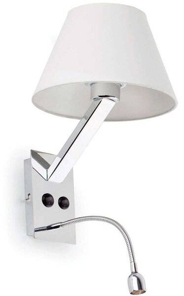 Φωτιστικό Τοίχου-Απλίκα Moma-2 68506 12x26x35cm 1xE27 15W/Led 80lm 1W Chrome-White Faro Barcelona