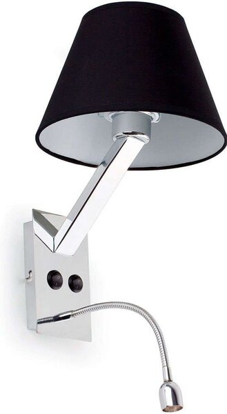 Φωτιστικό Τοίχου-Απλίκα Moma-2 68507 12x26x35cm 1xE27 15W/Led 80lm 1W Chrome-Black Faro Barcelona