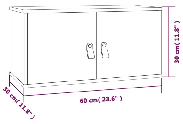 Ντουλάπι Τοίχου 60x30x30 εκ. από Μασίφ Ξύλο Πεύκου - Καφέ