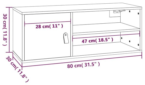 Ντουλάπι Τοίχου Λευκό 80 x 30 x 30 εκ. από Μασίφ Ξύλο Πεύκου - Λευκό