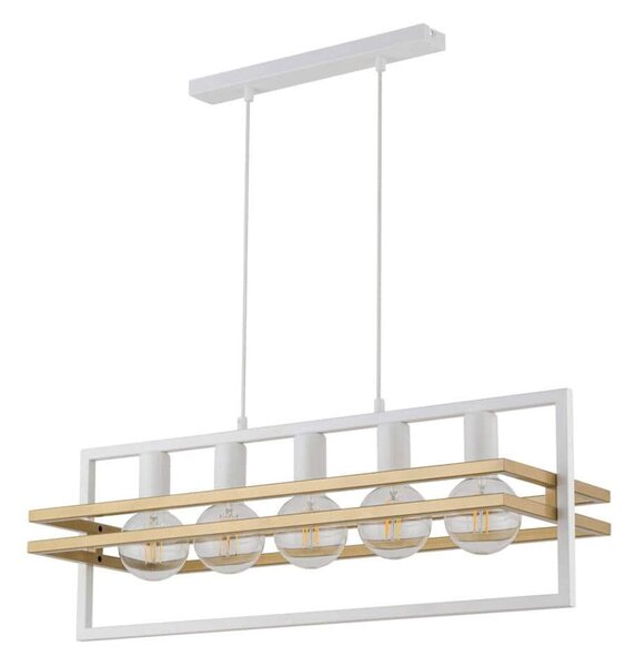 Φωτιστικό Οροφής-Ράγα Merci 5 32396 26x76x80cm 5xE27 60W White-Gold Sigma Lighting