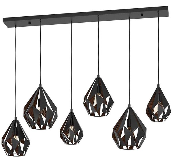 Φωτιστικό Οροφής - Ράγα Carlton 43846 145,5x38,5x107cm 6xΕ27 40W Black-Copper Eglo