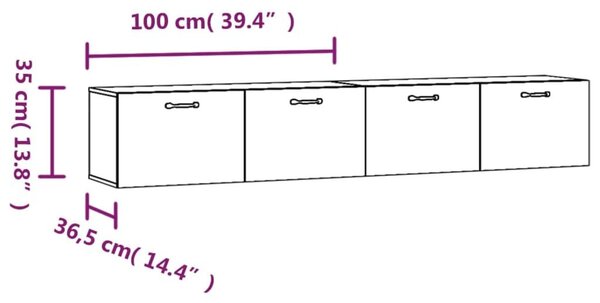 Ντουλάπια Τοίχου 2 τεμ. Καπνιστή δρυς 100x36,5x35εκ. Επεξ. Ξύλο - Καφέ