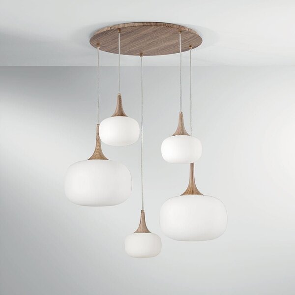 Φωτιστικό Οροφής Κρεμαστό I-Jaipur-S5-BCO 2xE27+3xE14 200x70cm White-Natural Luce Ambiente Design