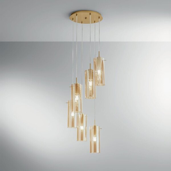 Φωτιστικό Οροφής Κρεμαστό I-Magic-S6-Oro E27 150x35cm Gold Luce Ambiente Design