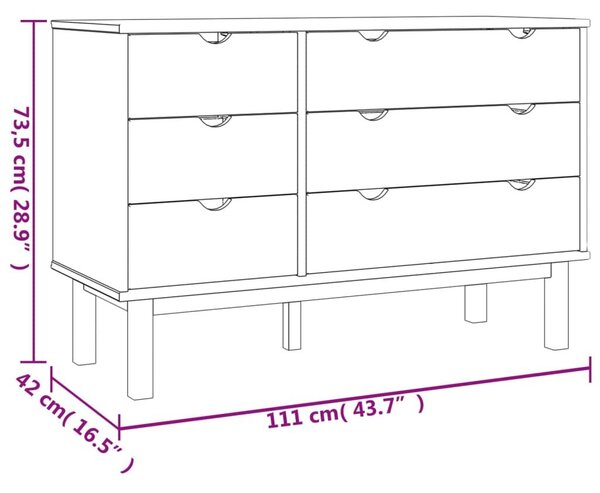 Συρταριέρα OTTA Καφέ & Λευκό 111x43x73,5 εκ. Μασίφ Ξύλο Πεύκου - Λευκό