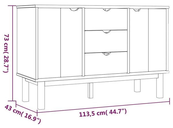 Συρταριέρα OTTA Καφέ και Γκρι 113,5x43x73 εκ. Μασίφ Ξύλο Πεύκου - Γκρι