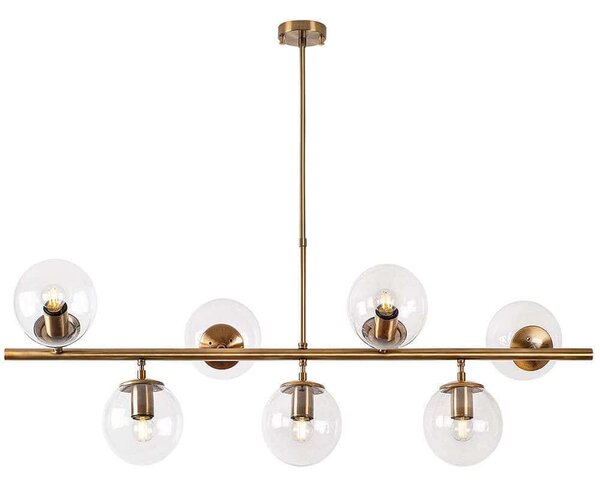 Φωτιστικό Οροφής - Ράγα Fazli 942FLG1221 113x40x46/85cm 7xE14 40W Gold-Clear Opviq