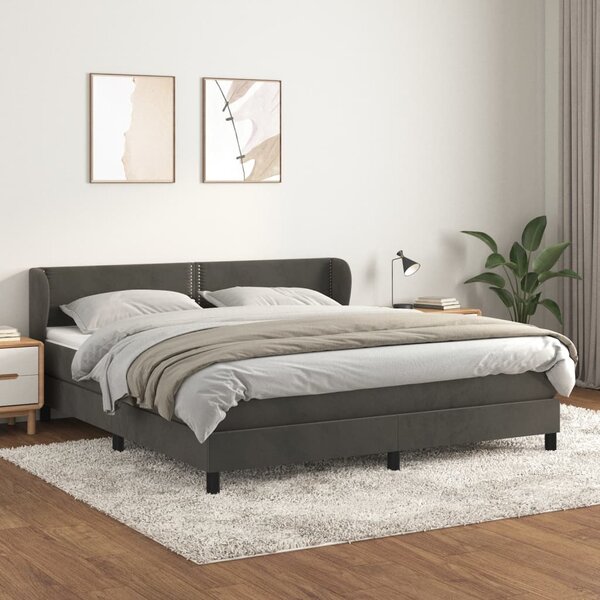 VidaXL Κρεβάτι Boxspring με Στρώμα Σκούρο Γκρι 160x200 εκ. Βελούδινο