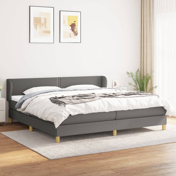 VidaXL Κρεβάτι Boxspring με Στρώμα Σκούρο Γκρι 200x200 εκ. Υφασμάτινο