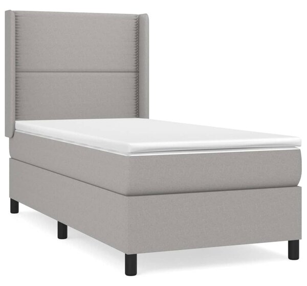 VidaXL Κρεβάτι Boxspring με Στρώμα Ανοιχτό Γκρι 90x200 εκ. Υφασμάτινο