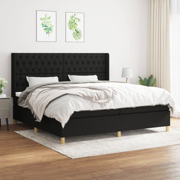 VidaXL Κρεβάτι Boxspring με Στρώμα Μαύρο 200x200 εκ. Υφασμάτινο