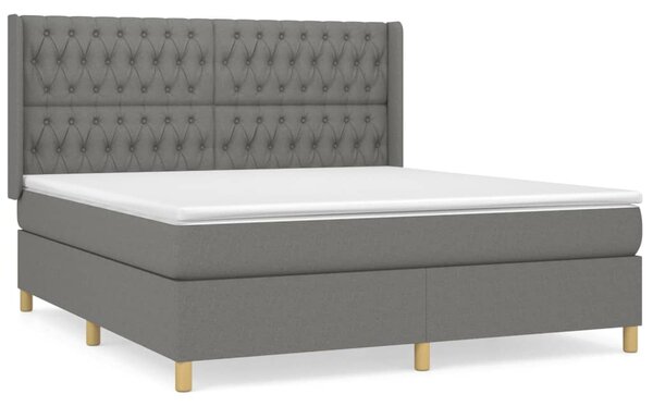 VidaXL Κρεβάτι Boxspring με Στρώμα Σκούρο Γκρι 180x200 εκ Υφασμάτιν