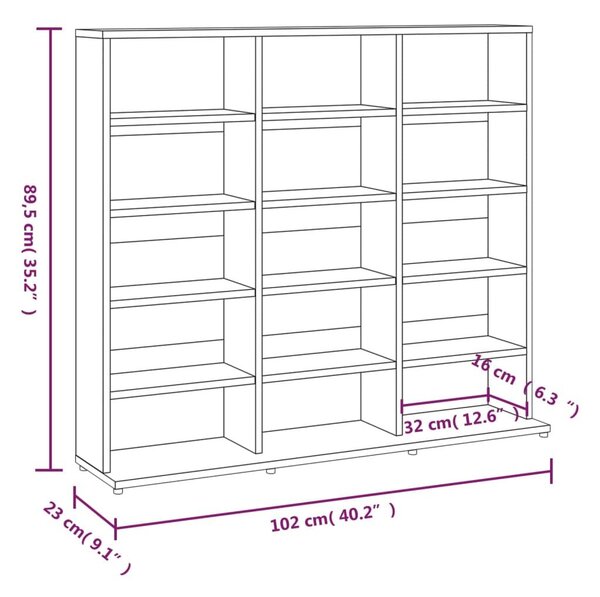 Έπιπλο για CD Γκρι Sonoma 102x23x89,5 εκ. Επεξεργασμένο Ξύλο - Γκρι