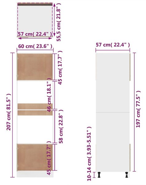 Ντουλάπι Φ. Μικροκιμάτων Καφέ Δρυς 60x57x207εκ. Επεξ. Ξύλο - Καφέ