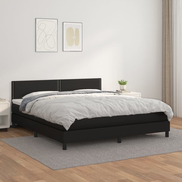 VidaXL Κρεβάτι Boxspring με Στρώμα Μαύρο 160x200εκ.από Συνθετικό Δέρμα