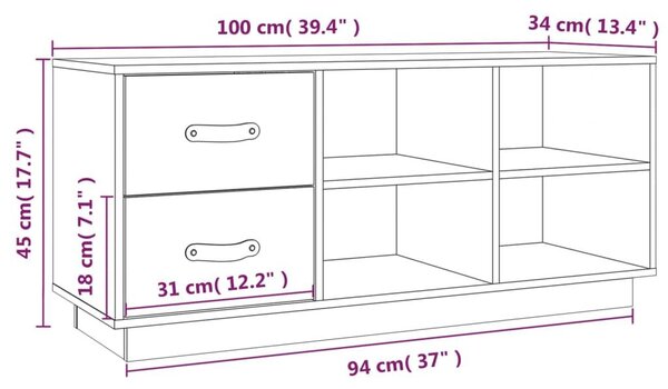 Παπουτσοθήκη 100x34x45 εκ. από Μασίφ Ξύλο Πεύκου - Καφέ