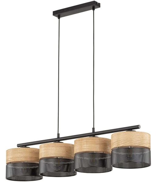 Φωτιστικό Οροφής - Ράγα Nicol 4802 94x20x95cm 4xE27 15W Natural-Black TK Lighting