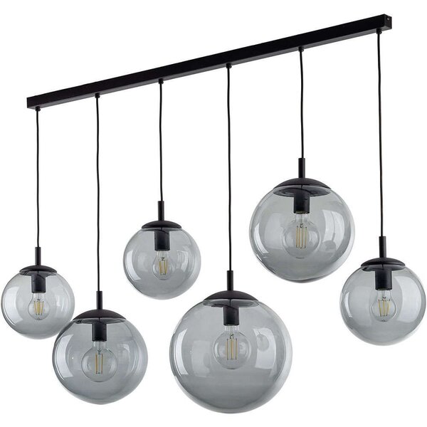 Φωτιστικό Οροφής - Ράγα Esme 5383 130x3x150cm 6xE27 15W Black-Fume TK Lighting